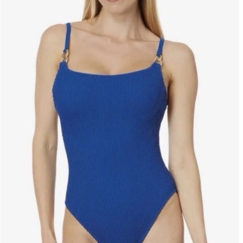 Lilly Pulitzer Womens Barton Blue Alizee Scrunch One Piece Swimsuit Sz 16